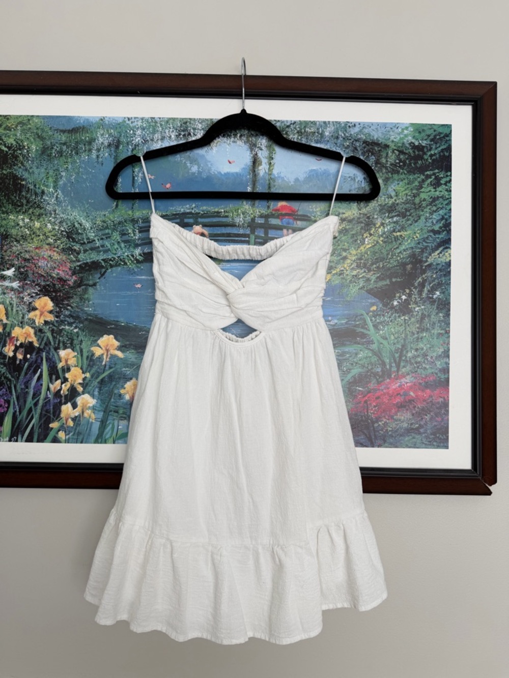 White Strapless Twist-Front Mini Dress